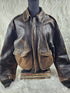 1990s - ONTIME Leather Jacket Mid - length American Casual Distress Brown MED - Jackets - ThrowbackBuys - The Thrifty Gypsyy Shop