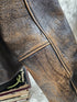 1990s - ONTIME Leather Jacket Mid - length American Casual Distress Brown MED - Jackets - ThrowbackBuys - The Thrifty Gypsyy Shop