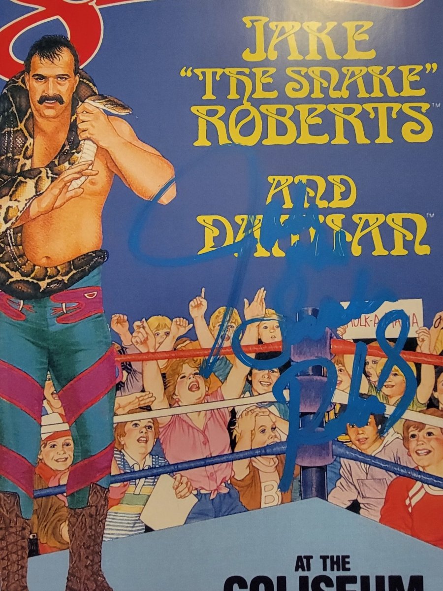 Jake The Snake Roberts Autographed Mini Poster Blue Ink with no COA - Paper Goods - ThrowbackBuys - Amanda's Awesome Finds