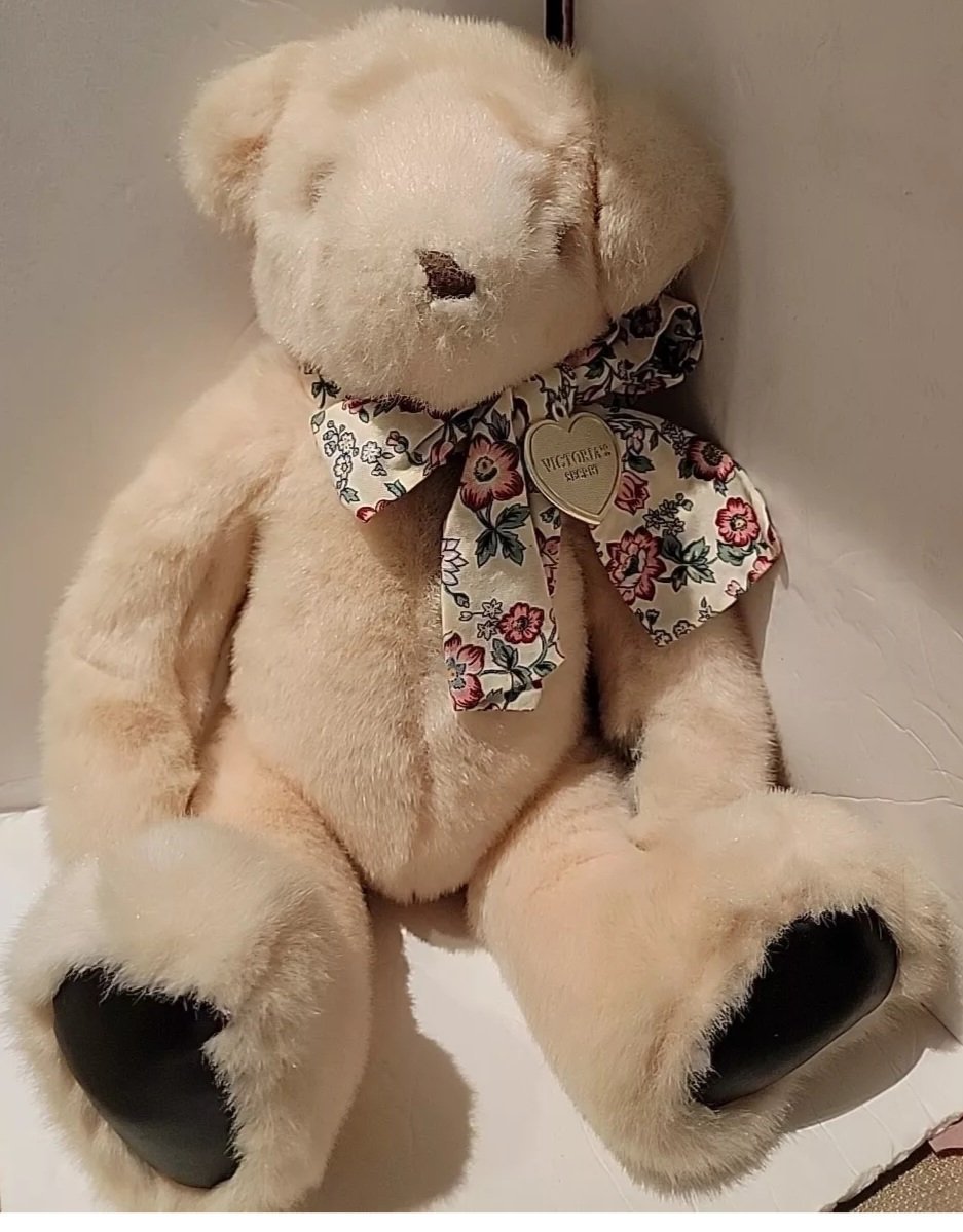 Vintage Victoria's Secret Gund Plush Teddy Bear Pink Floral Bow 1992 - Collectible Toys - ThrowbackBuys - Amanda's Awesome Finds