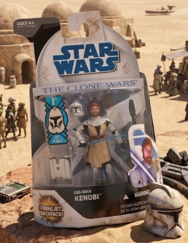 Star Wars Clone Wars Obi-Wan Kenobi 3.75" Figure Animated 2008 Hasbro Sealed