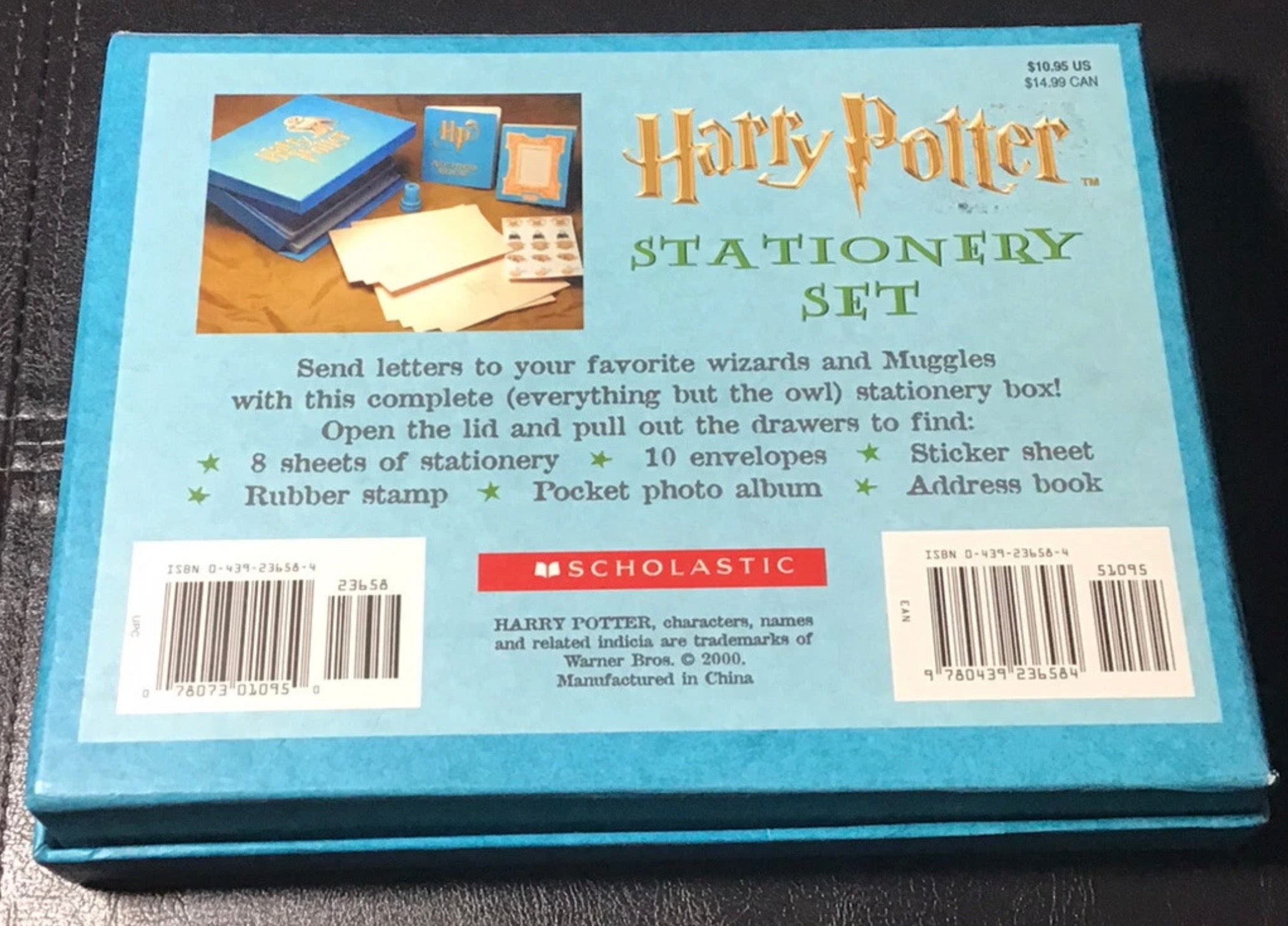 Vintage 2000 Harry Potter STATIONERY SET Stamp Envelopes Address Book Letters