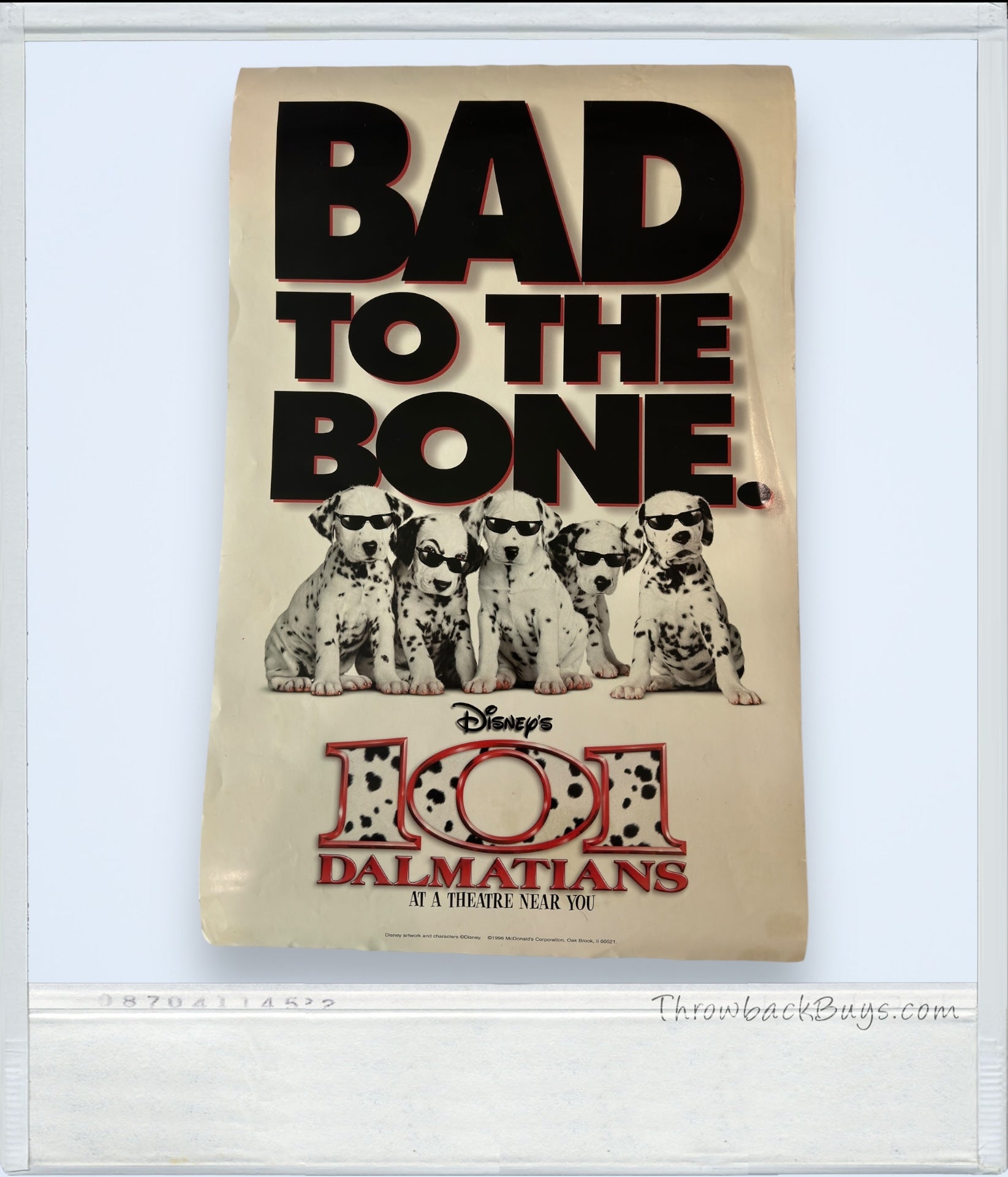 1996 - Disney's 101 Dalmatians McDonalds Happy Meal Poster - Bad to the Bone 22" x 14"