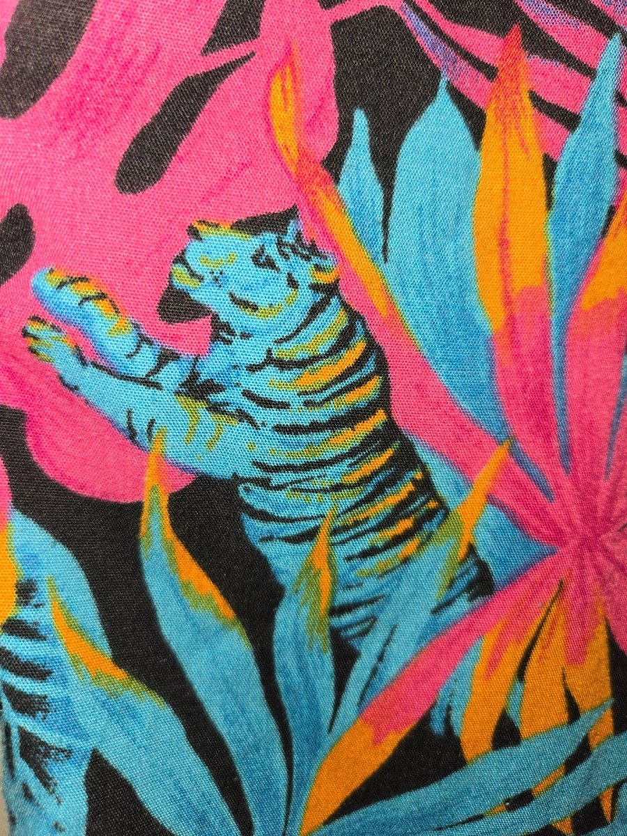 1980s – Pineapple, Tiger & Fern Button - Down Shirt, Women's Small - Shirts - ThrowbackBuys - Eclecticcherryreseller