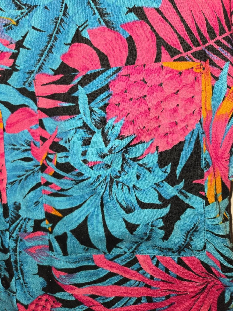 1980s – Pineapple, Tiger & Fern Button - Down Shirt, Women's Small - Shirts - ThrowbackBuys - Eclecticcherryreseller