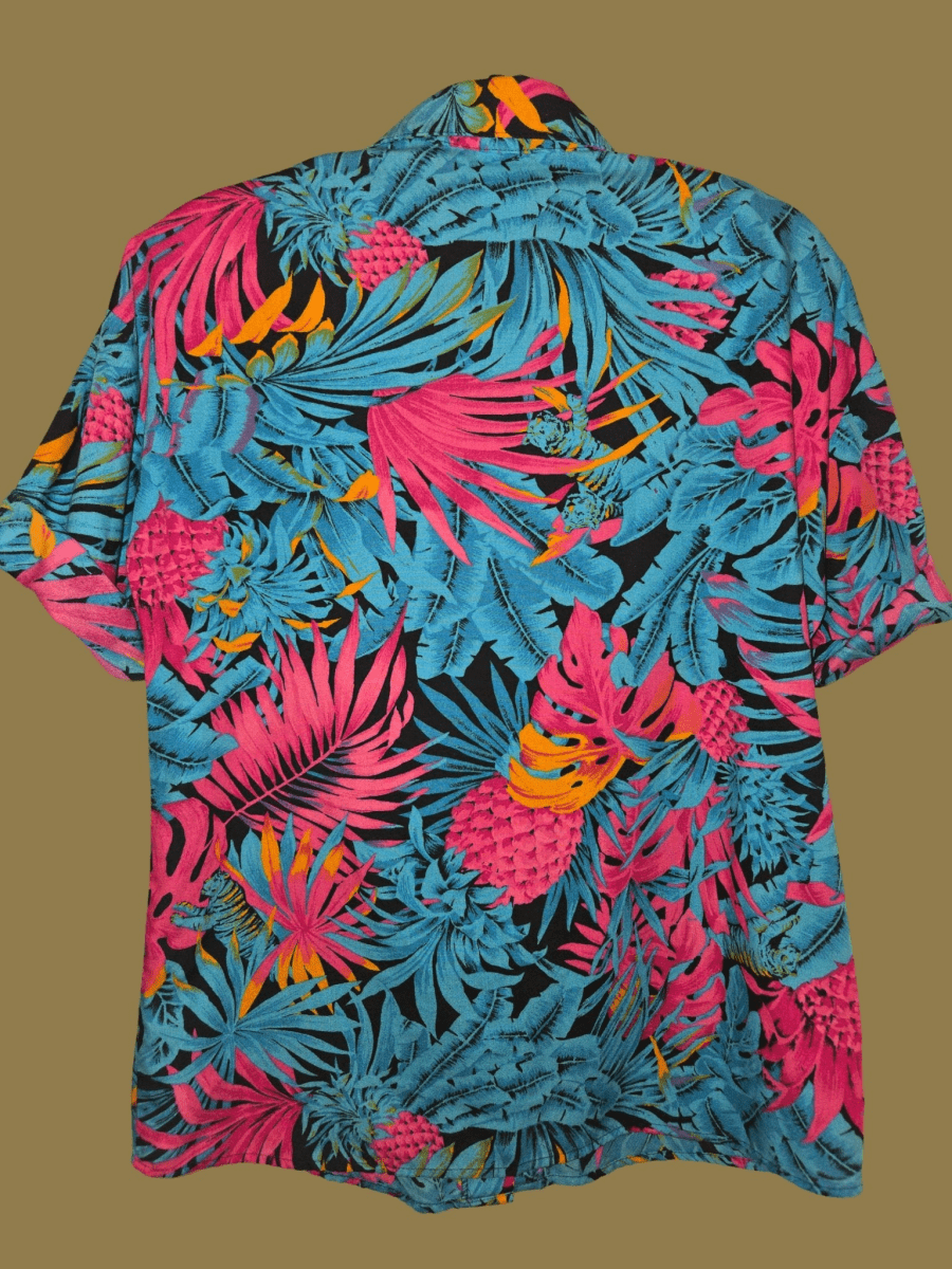 1980s – Pineapple, Tiger & Fern Button - Down Shirt, Women's Small - Shirts - ThrowbackBuys - Eclecticcherryreseller