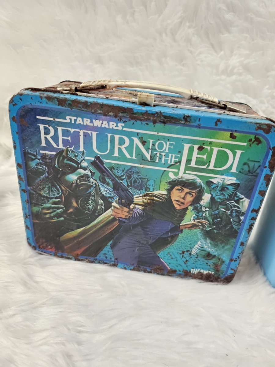 1983 - Star Wars Return of the Jedi Metal Lunchbox With Blue Thermos - Lunchboxes - ThrowbackBuys - The Thrifty Gypsyy Shop
