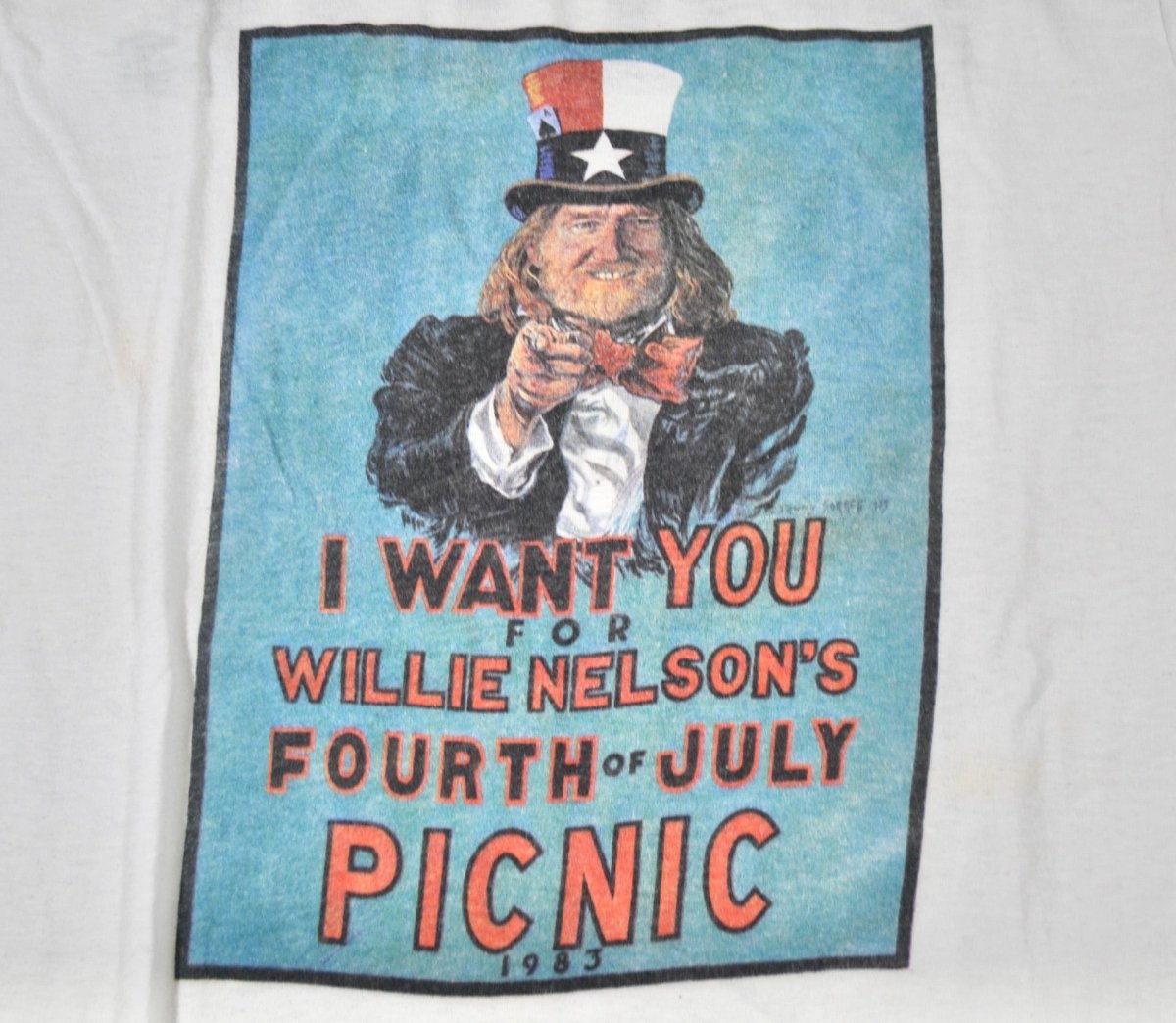 1983 - Willie Nelson: Fourth of July Picnic Unisex Shirt - Medium - T-Shirts - ThrowbackBuys -Yesterday's Attic