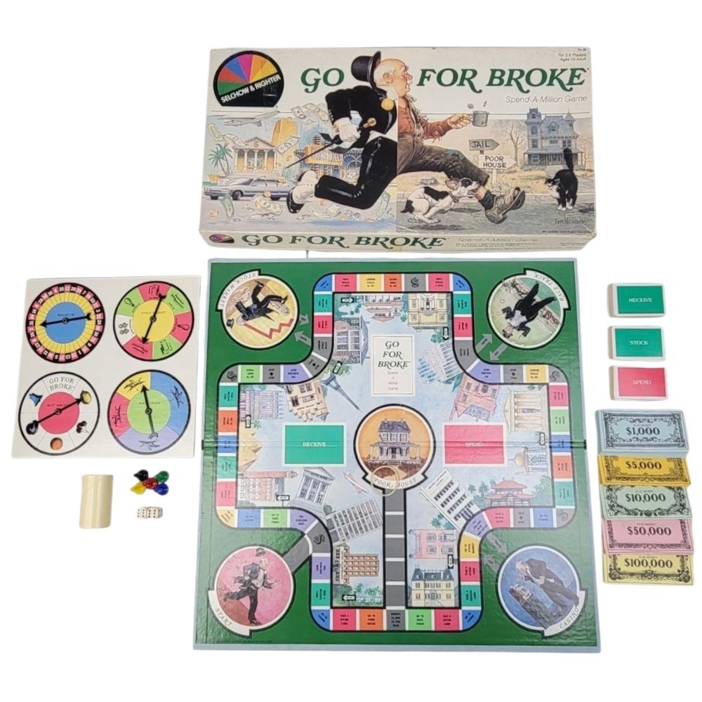 1985 - Vintage Go For Broke Board Game Spend - A - Milion Selchow & Righter Complete - Board Games - ThrowbackBuys - A N E 1 Stop Shop
