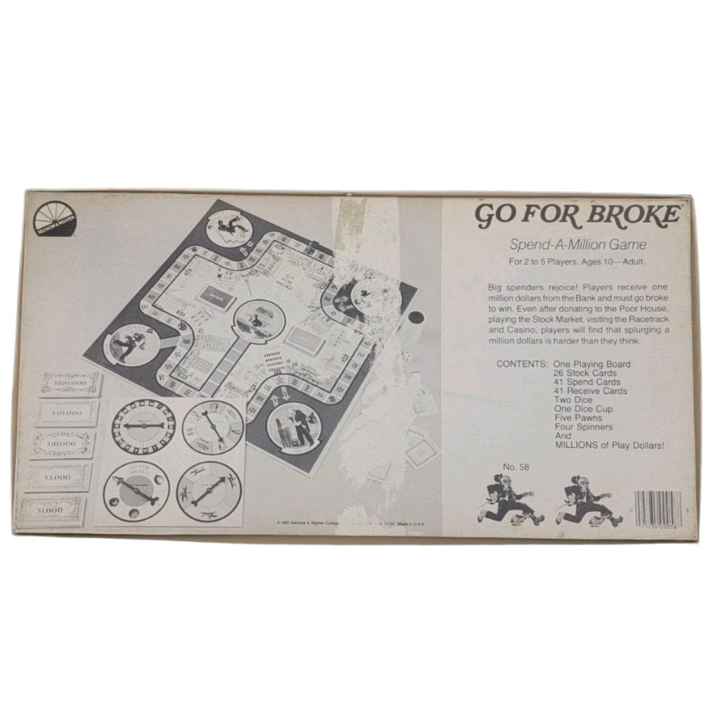 1985 - Vintage Go For Broke Board Game Spend - A - Milion Selchow & Righter Complete - Board Games - ThrowbackBuys - A N E 1 Stop Shop