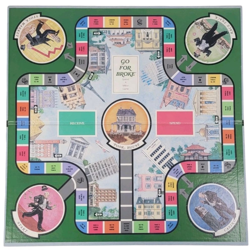 1985 - Vintage Go For Broke Board Game Spend - A - Milion Selchow & Righter Complete - Board Games - ThrowbackBuys - A N E 1 Stop Shop