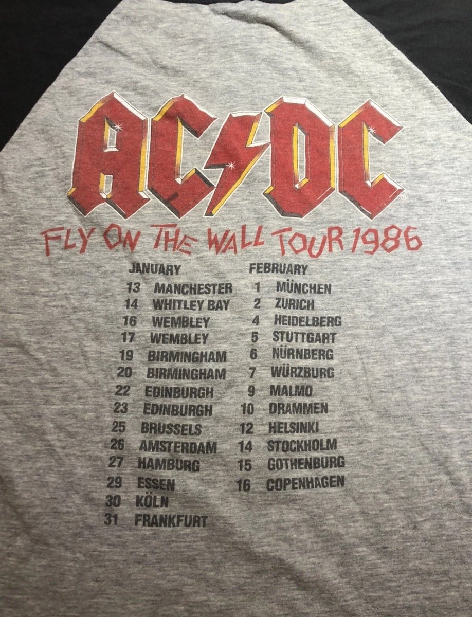 1986 – AC/DC: Fly On The Wall Jersey Tour Shirt – Vintage Original - T-Shirts - ThrowbackBuys - Abunnysvintageco