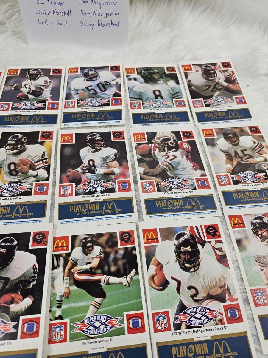 1986 - McDonald's Cards Cards NFL Chicago Bears Superbowl (24) Blue Tab Unscratched MINT - Trading Cards - ThrowbackBuys - The Thrifty Gypsyy Shop