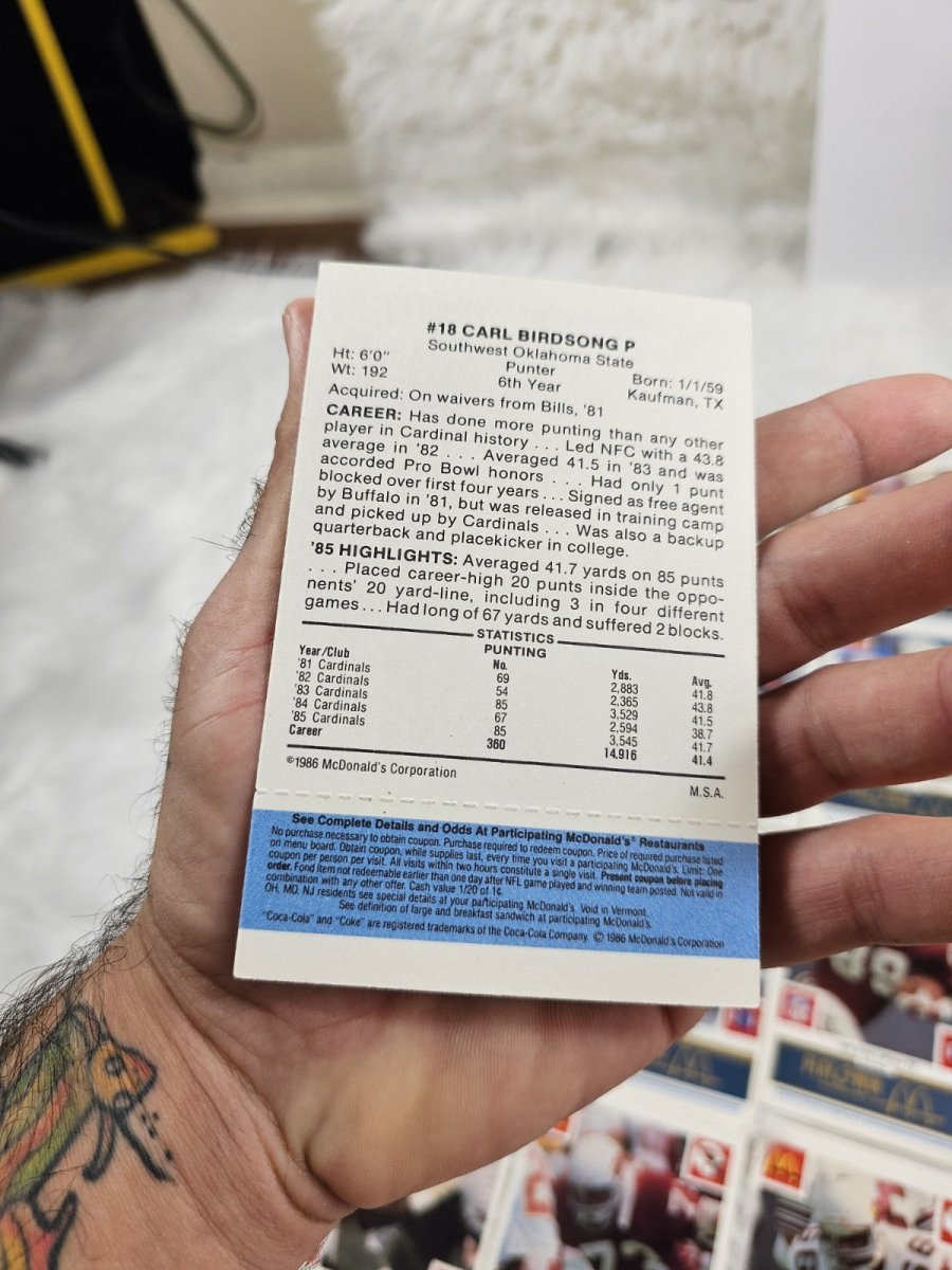1986 - McDonald's Cards NFL Arizona Cardinals (24) Blue Tab Unscratched MINT - Trading Cards - ThrowbackBuys - The Thrifty Gypsyy Shop