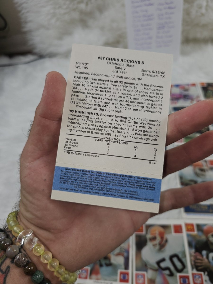 1986 - McDonald's Cards NFL Cleveland Browns 24 Blue Tab Unscratched MINT - Trading Cards - ThrowbackBuys - The Thrifty Gypsyy Shop