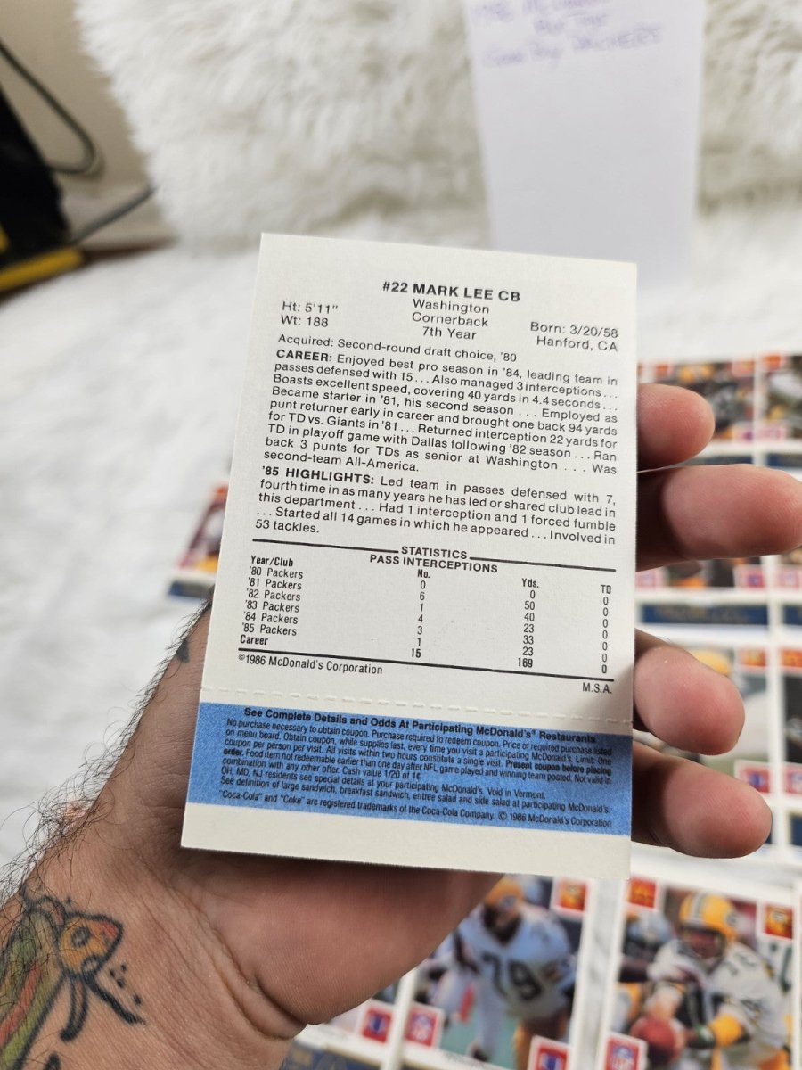 1986 - McDonald's Cards NFL Green Bay Packers Set (24) Blue Tab Unscratched MINT - Trading Cards - ThrowbackBuys - The Thrifty Gypsyy Shop