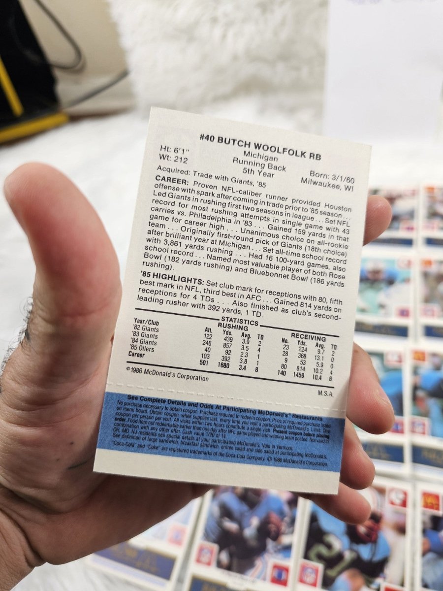 1986 - McDonald's Cards NFL Houstan Oilers (24) Blue Tab Unscratched MINT - Trading Cards - ThrowbackBuys - The Thrifty Gypsyy Shop