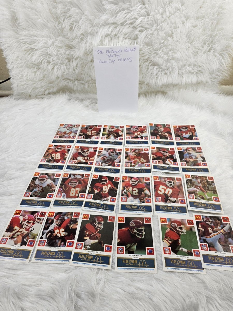 1986 - McDonald's Cards NFL Kansas City Chiefs (24) Blue Tab Unscratched MINT - Trading Cards - ThrowbackBuys - The Thrifty Gypsyy Shop