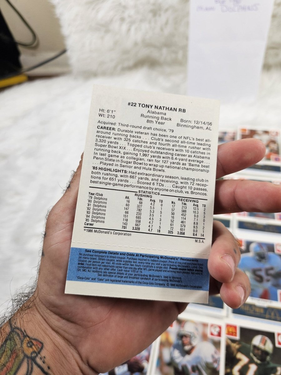 1986 - McDonald's Cards NFL Miami Dolphins (24) Blue Tab Unscratched MINT - Trading Cards - ThrowbackBuys - The Thrifty Gypsyy Shop
