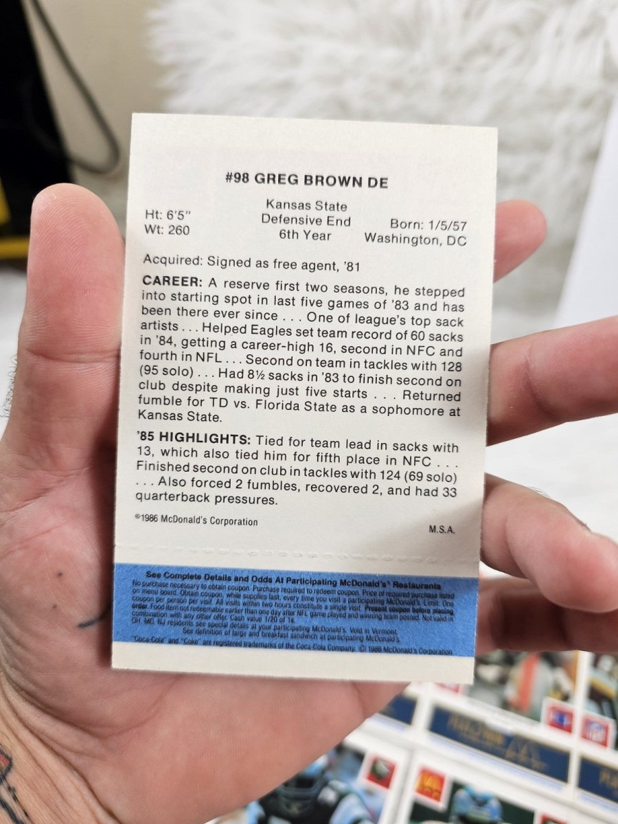 1986 - McDonald's Cards NFL Philadelphia Eagles (24) Blue Tab Unscratched MINT - Trading Cards - ThrowbackBuys - The Thrifty Gypsyy Shop