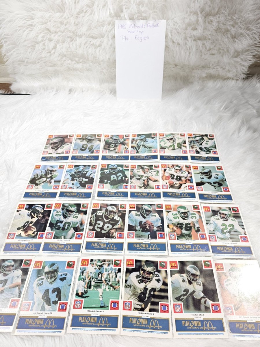 1986 - McDonald's Cards NFL Philadelphia Eagles (24) Blue Tab Unscratched MINT - Trading Cards - ThrowbackBuys - The Thrifty Gypsyy Shop