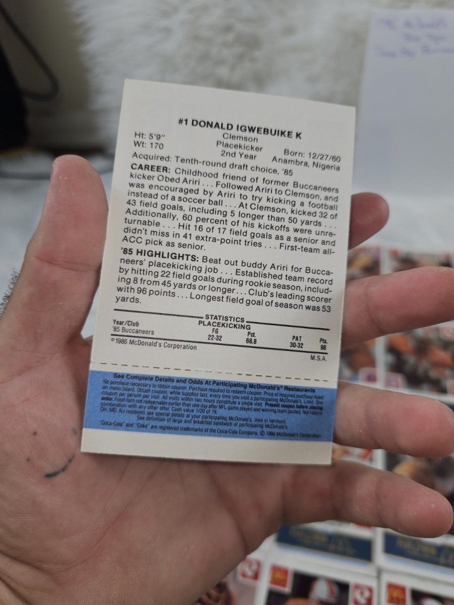 1986 - McDonald's Cards NFL Tampa Bay Buccaneers 24 Blue Tab Unscratched MINT - Trading Cards - ThrowbackBuys - The Thrifty Gypsyy Shop