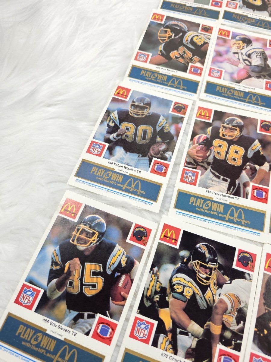 1986 Vtg McDonalds Cards NFL Los Angeles Chargers (24) Blue Tab Unscratched MINT - Trading Cards - ThrowbackBuys - The Thrifty Gypsyy Shop