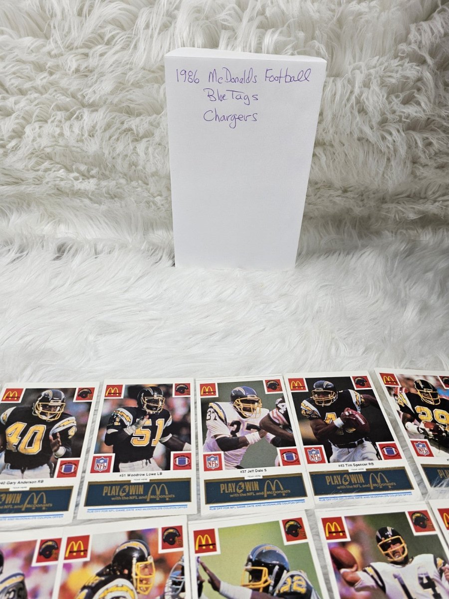 1986 Vtg McDonalds Cards NFL Los Angeles Chargers (24) Blue Tab Unscratched MINT - Trading Cards - ThrowbackBuys - The Thrifty Gypsyy Shop