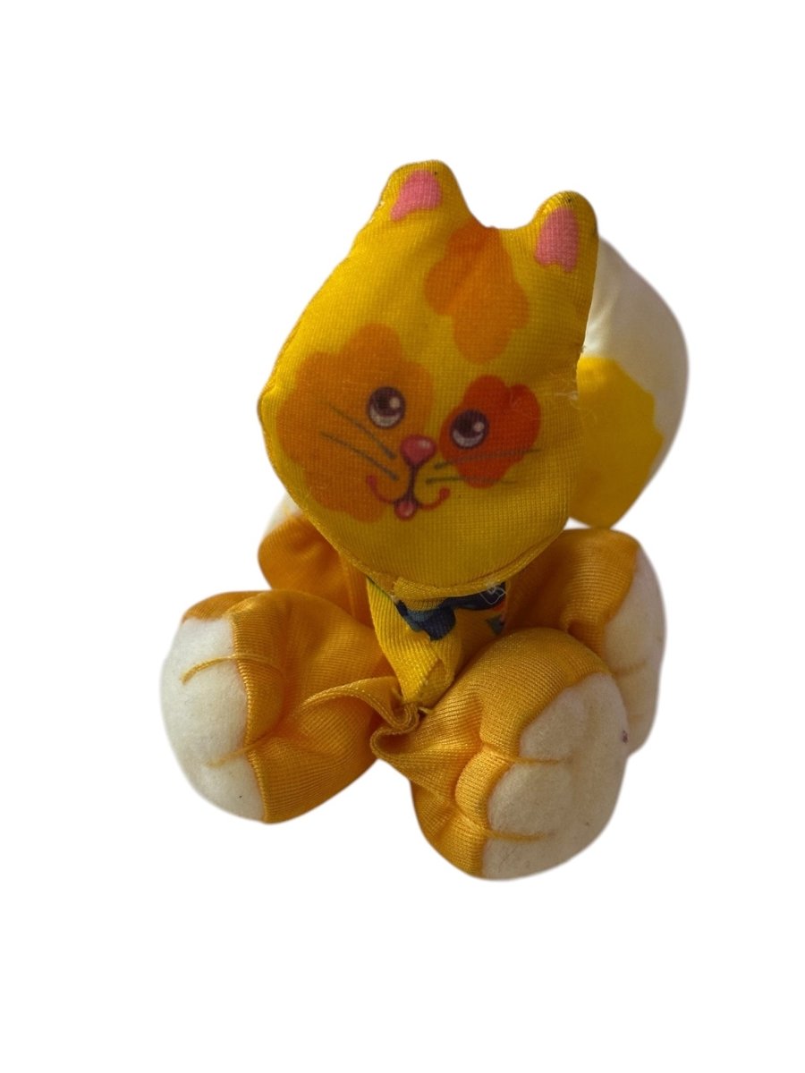 1987 – Fisher - Price: Quaker Oats Smooshees Yellow Kitty Cat Plush with Bed - Plushies - ThrowbackBuys - Abunnysvintageco