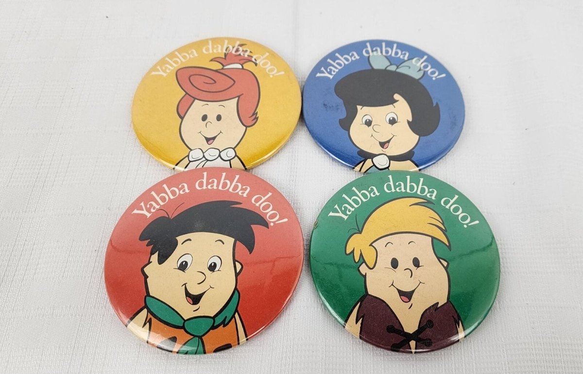 1987 - Pizza Hut Flintstones Pin/Button Set of 4 - Pins - ThrowbackBuys - ResellerDoor