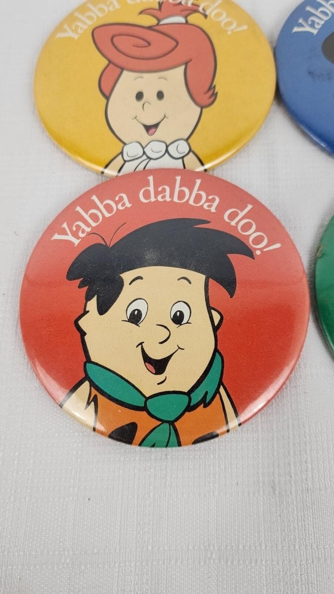1987 - Pizza Hut Flintstones Pin/Button Set of 4 - Pins - ThrowbackBuys - ResellerDoor