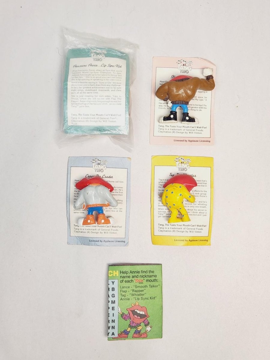 1989 - General Foods Tang Trio Figurine/Toy Set of 4 w/ Booklet & Cards - Collectible Toys - ThrowbackBuys - ResellerDoor
