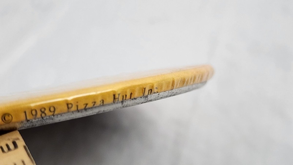 1989 - Pizza Hut New Cheese Lover's Pizza Disc Pin - 3", Yellow - Pins - ThrowbackBuys - ResellerDoor
