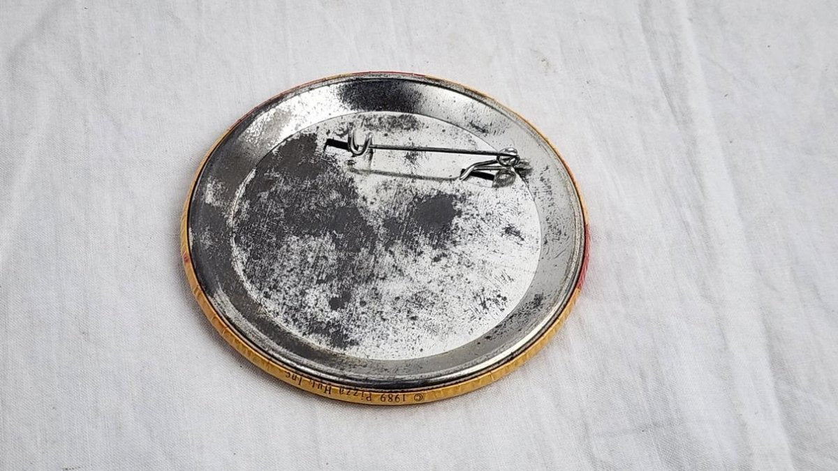 1989 - Pizza Hut New Cheese Lover's Pizza Disc Pin - 3", Yellow - Pins - ThrowbackBuys - ResellerDoor
