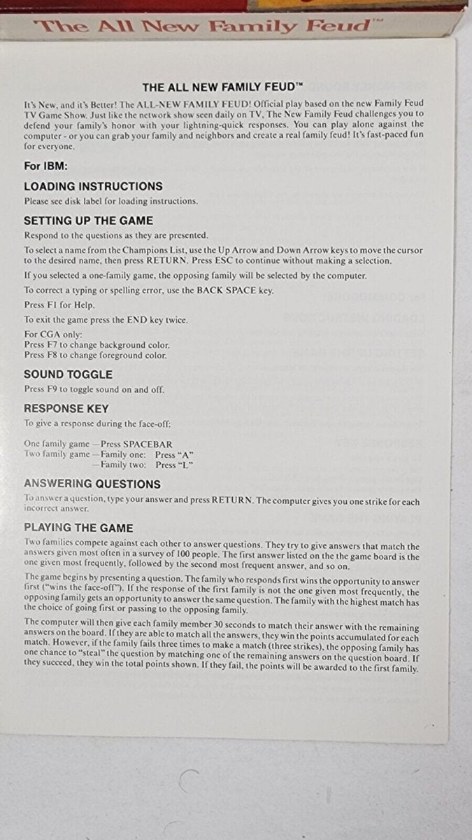 1989 - The All New Family Feud Official TV Game Show (IBM, Tandy) PC Game - Video Games - ThrowbackBuys - ResellerDoor