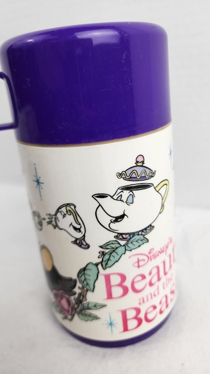 1990 - Disney Beauty & the Beast Thermos Purple/White - Collectible Cups - ThrowbackBuys - ResellerDoor