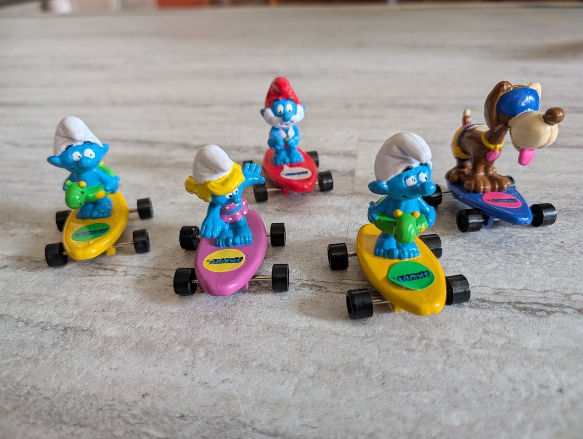 1990 - Hardee's - Skateboarding Smurfs, Set of 5 - Collectible Toys - ThrowbackBuys - Slaqr Retro Gaming & Collectibles