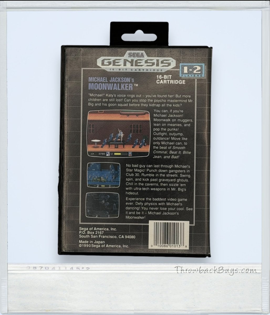 1990 - Michael Jackson's "Moonwalker" Sega Genesis Game, Complete In Box - RARE - Video Games - ThrowbackBuys - ThrowbackBuys