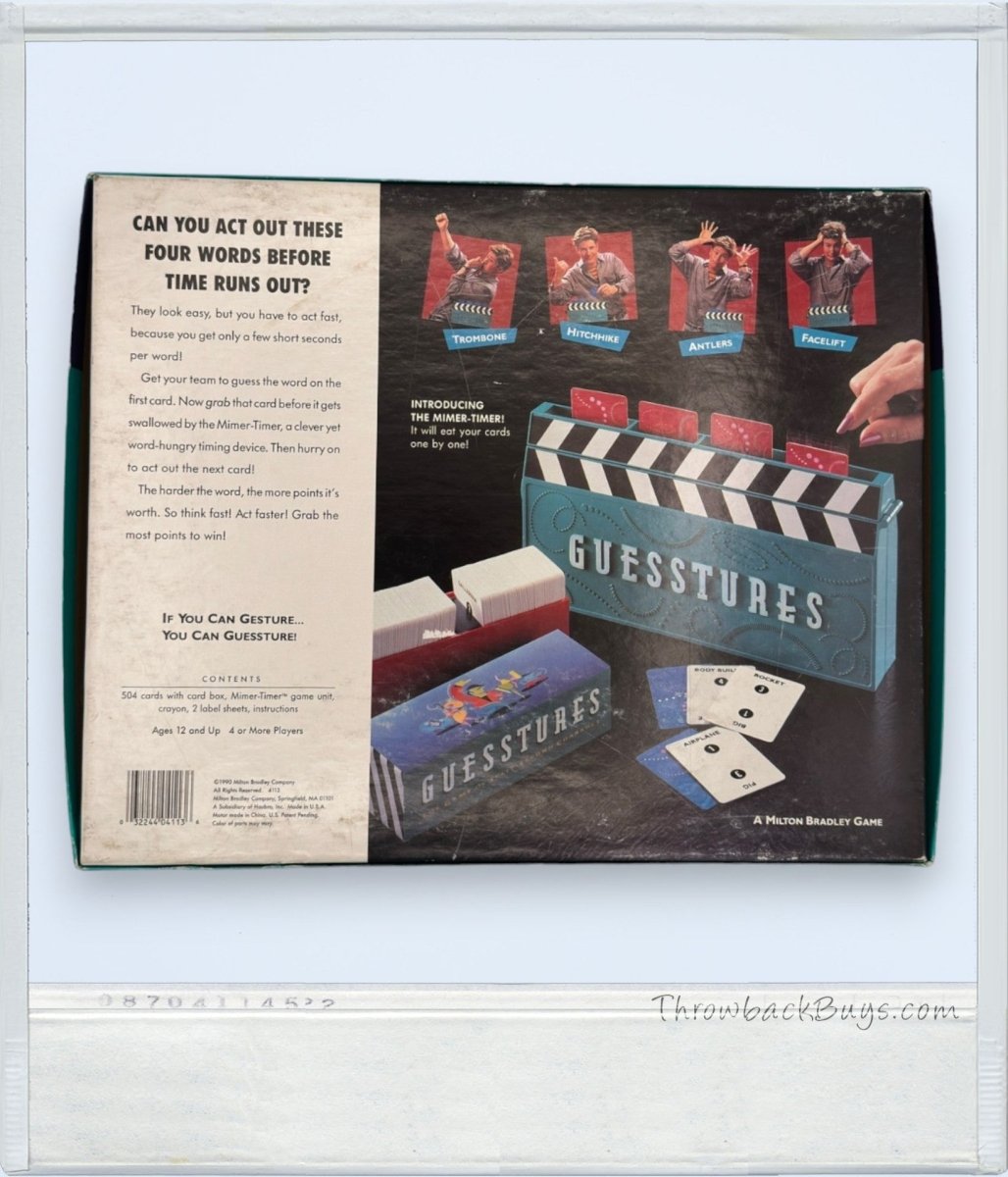 1990 - Milton Bradley's Guesstures: The Game of Split - Second Charades Board Game - Board Games - ThrowbackBuys - ThrowbackBuys