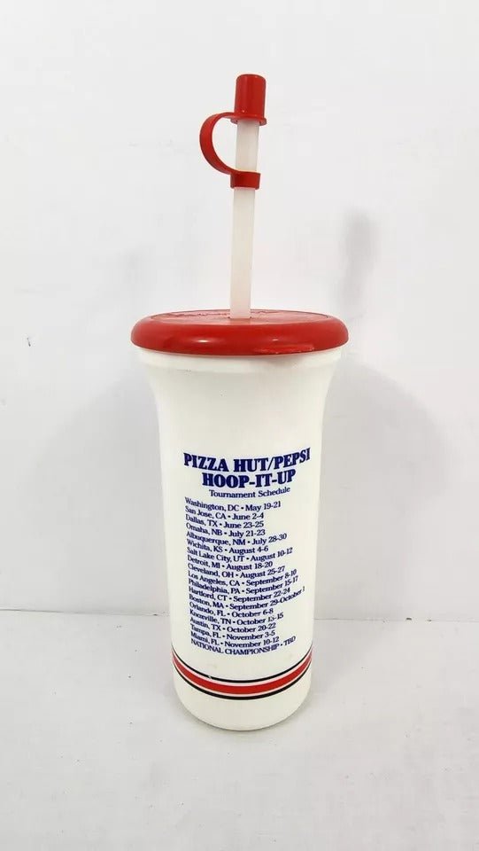 1990 - Pizza Hut/Pepsi Hoop It Up Soda Bottle w/ Straw - Collectible Cups - ThrowbackBuys - ResellerDoor