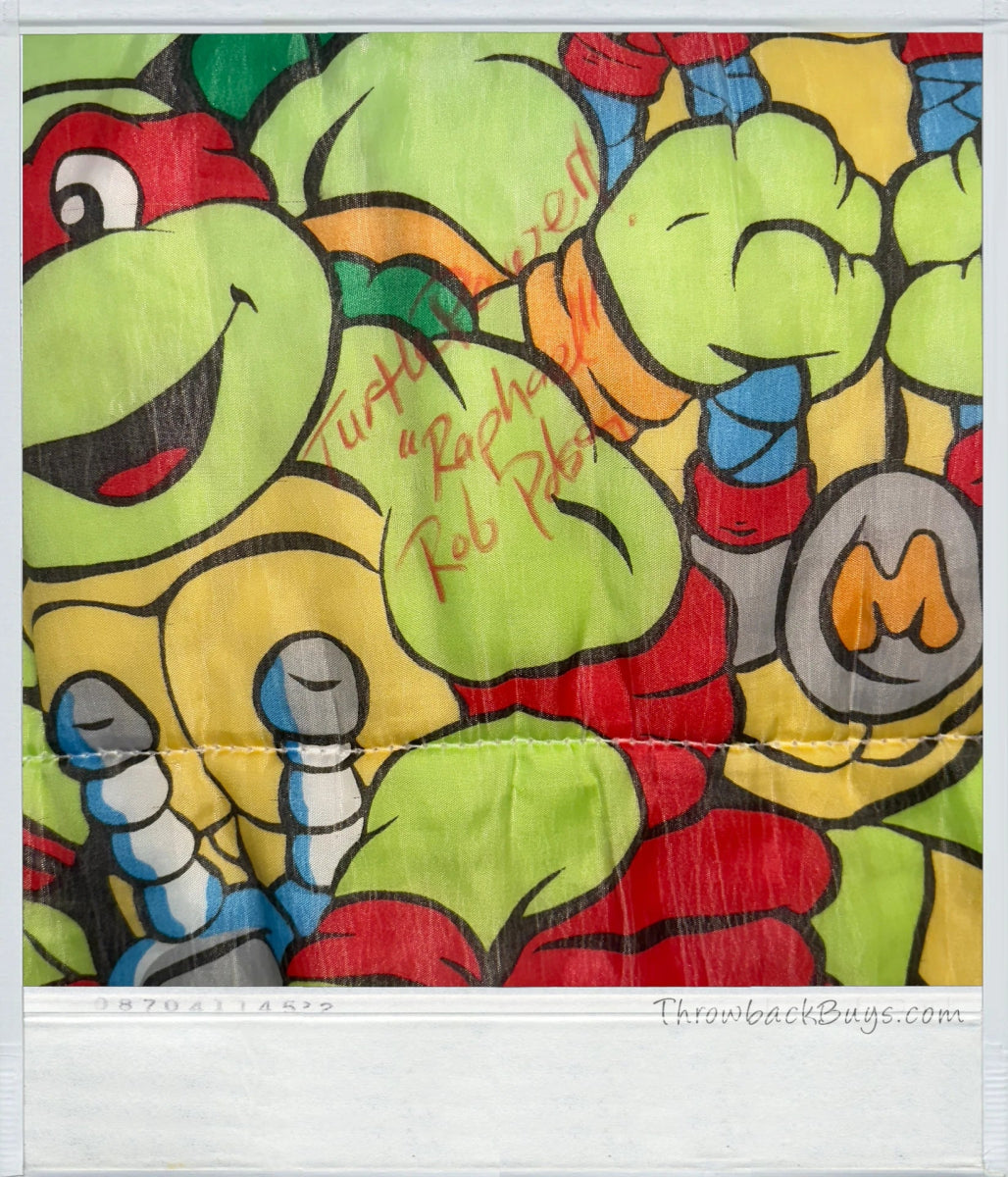 1990 - Teenage Mutant Ninja Turtles Youth Sleeping Bag - Signed by Rob Paulsen - RARE - Sleeping Bags - ThrowbackBuys - ThrowbackBuys