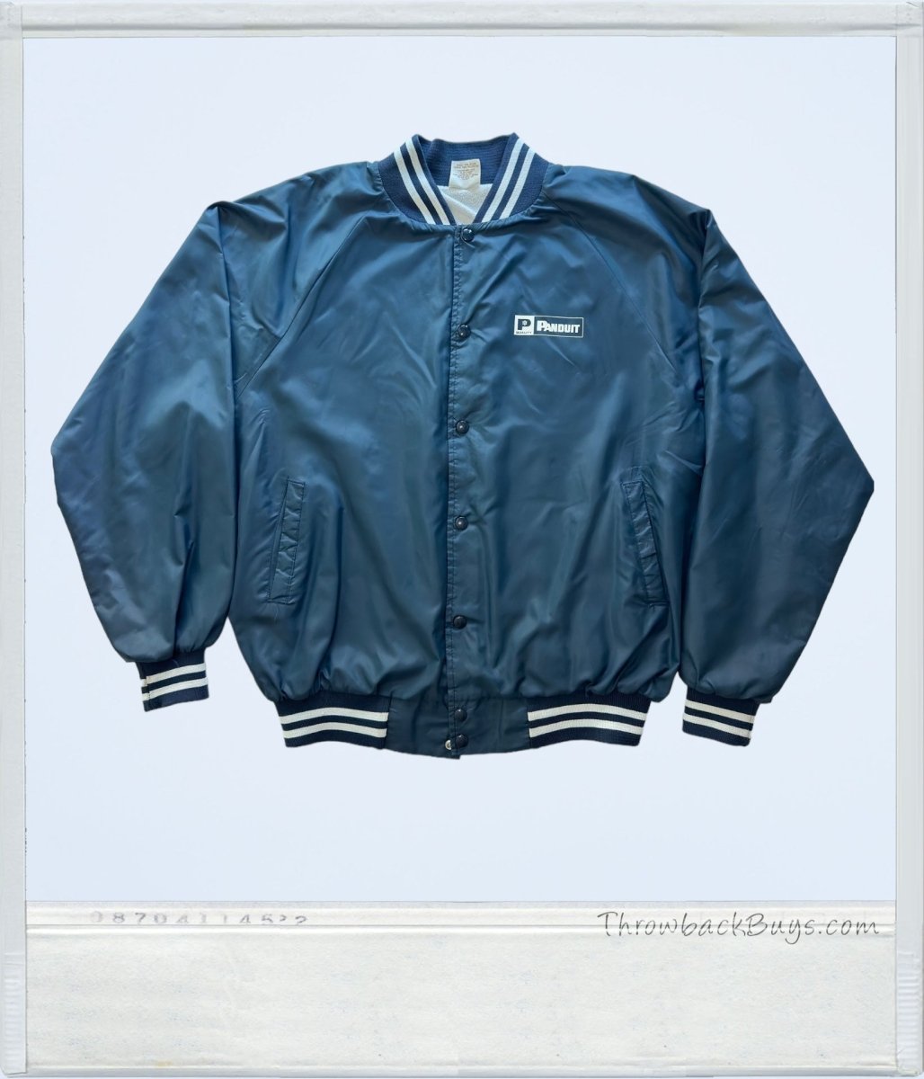 1990s - Auburn Sportswear x Panduit Navy Blue Bomber Jacket Nylon XL - Jackets - ThrowbackBuys - ThrowbackBuys