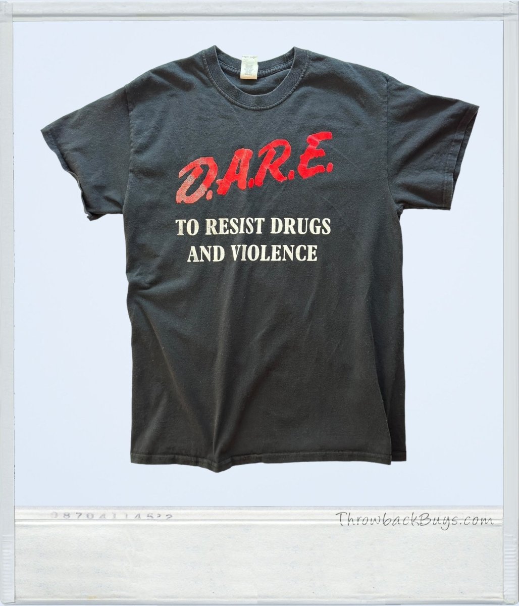 1990s - Black D.A.R.E T-Shirt Medium - RARE - T-Shirts - ThrowbackBuys - ThrowbackBuys