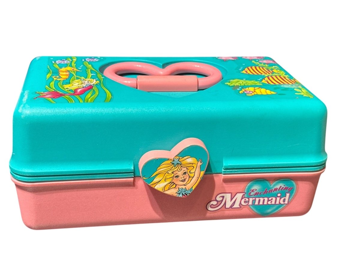 1990s – CDI: Enchanting Mermaid Caboodle Case – Jewelry & Makeup Box with Mirror - Decorative Trays - ThrowbackBuys - Abunnysvintageco