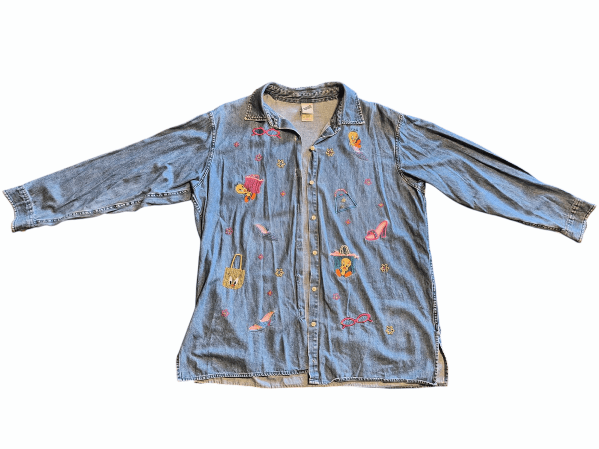 1990s Denim Looney Tunes Tweety Long Sleeve - Long Sleeve T-Shirt - ThrowbackBuys - Shiznit
