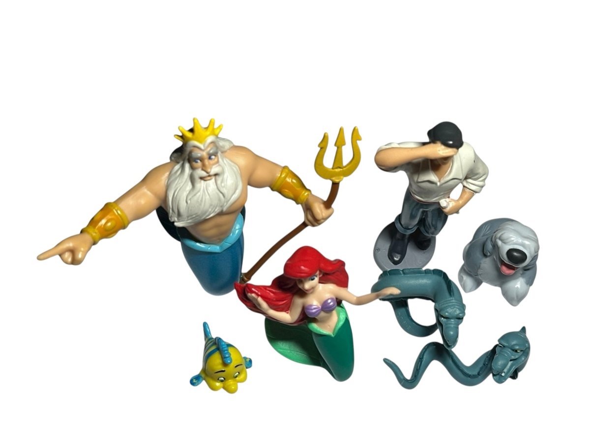 1990s – Disney: The Little Mermaid PVC Figure Lot, Ariel and King Triton, 7 Pieces - Action Figures & Collectibles - ThrowbackBuys - Abunnysvintageco