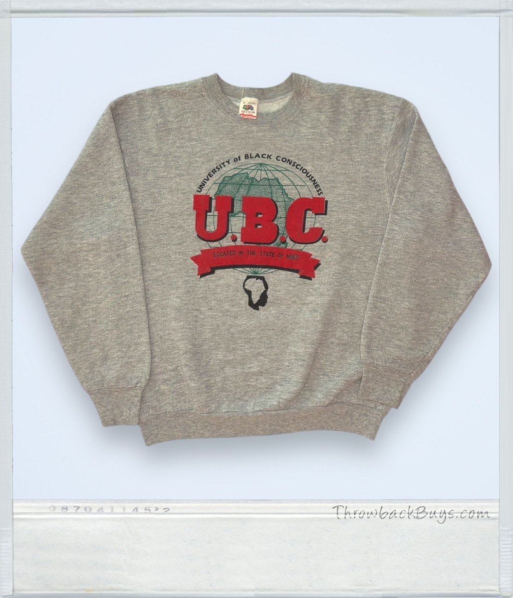 1990s - Fruit of the Loom University of Black Consciousness Crewneck Sweater - Sweatshirts - ThrowbackBuys - ThrowbackBuys