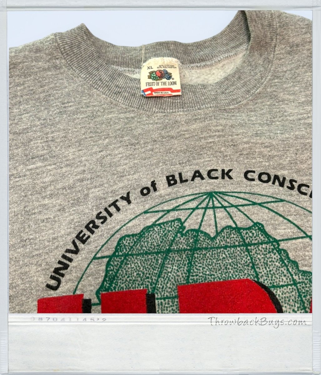 1990s - Fruit of the Loom University of Black Consciousness Crewneck Sweater - Sweatshirts - ThrowbackBuys - ThrowbackBuys