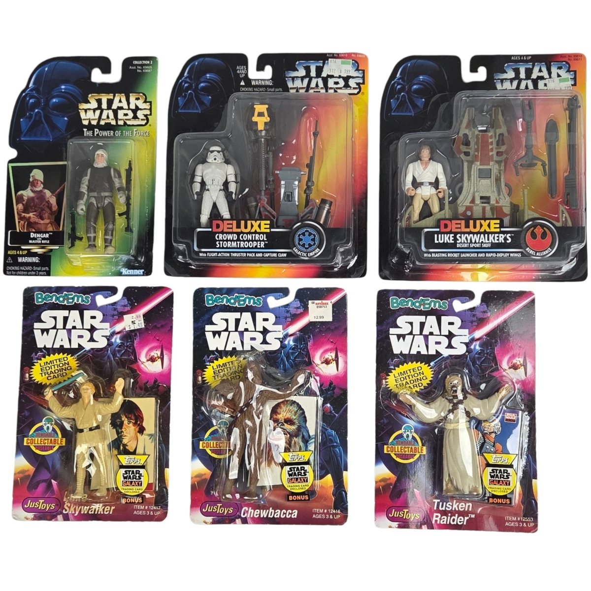 1990s - Kenner Star Wars Action Figures: 6 Mixed 1990s Bend - Ems, Die Cast & Carded - Action Figures & Collectibles - ThrowbackBuys - A N E 1 Stop Shop