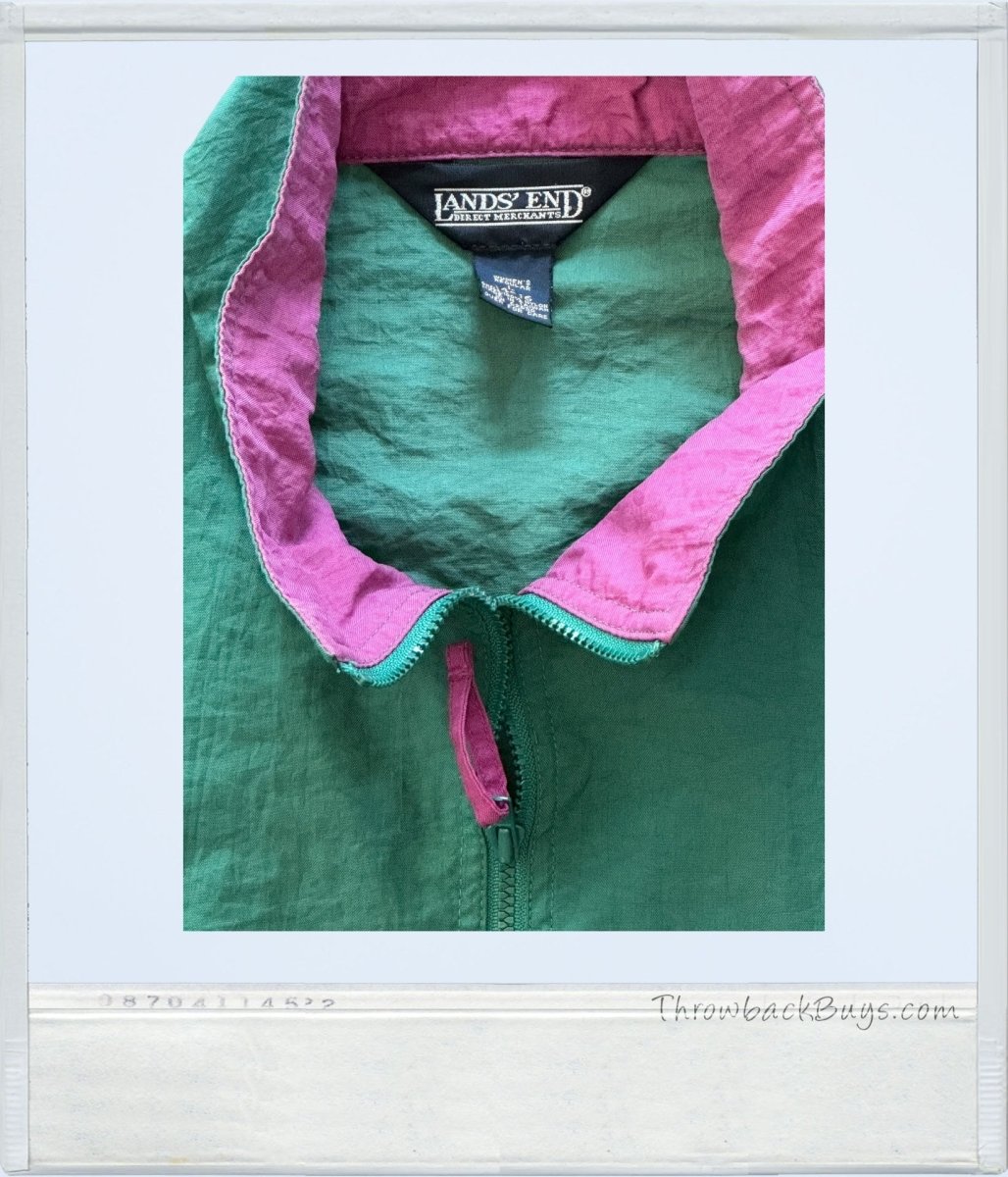 1990s - Lands End Women's Green & Purple Nylon Windbreaker - Jackets - ThrowbackBuys - ThrowbackBuys